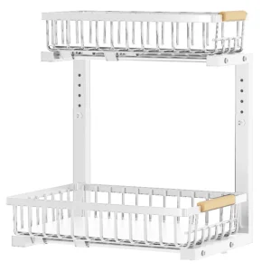 Two-tier under sink organizer with pull-out shelves