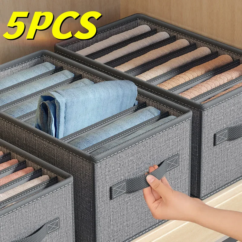 Foldable closet clothes organizer with nine compartments