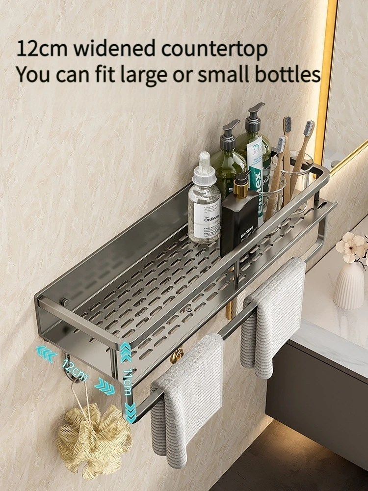 Wall-Mounted Aluminum Bathroom Shower Rack - Image 3