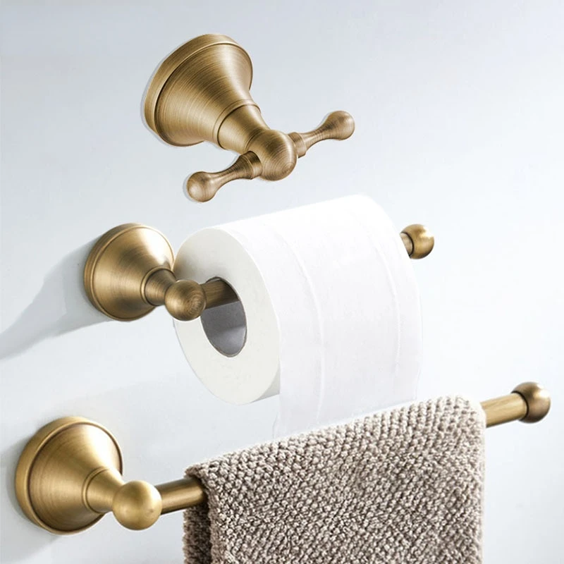 Antique brass bathroom hardware set