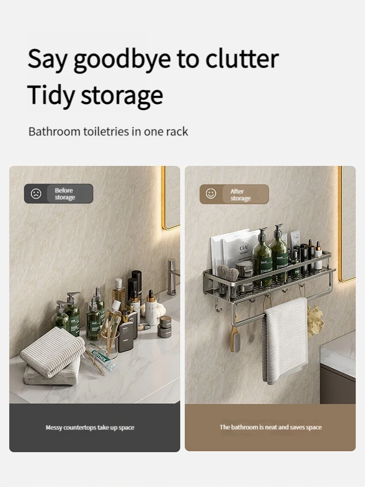 Wall-Mounted Aluminum Bathroom Shower Rack - Image 2