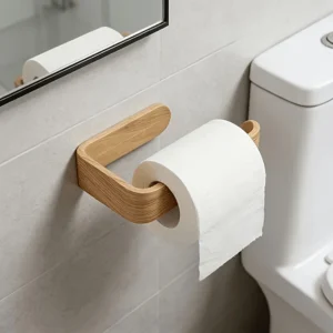 Wall-mounted bathroom towel and tissue holder