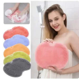 Silicone shower foot scrubber and back brush with suction-cup backing