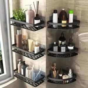 No-drill corner bathroom shower shelf